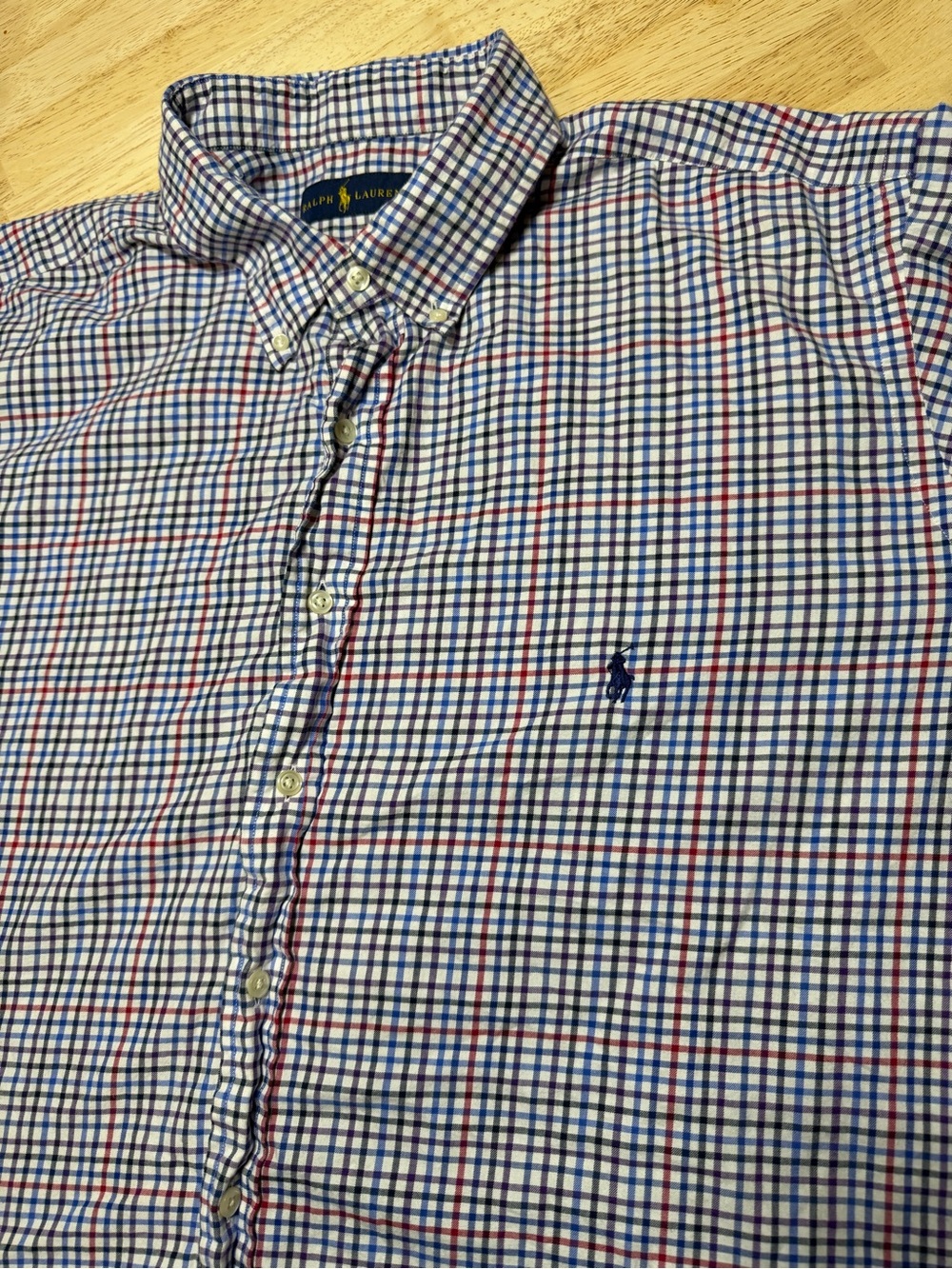 Ralph Lauren Embroidered Pony Check Button-Down Shirt Red Blue Men’s 2XB